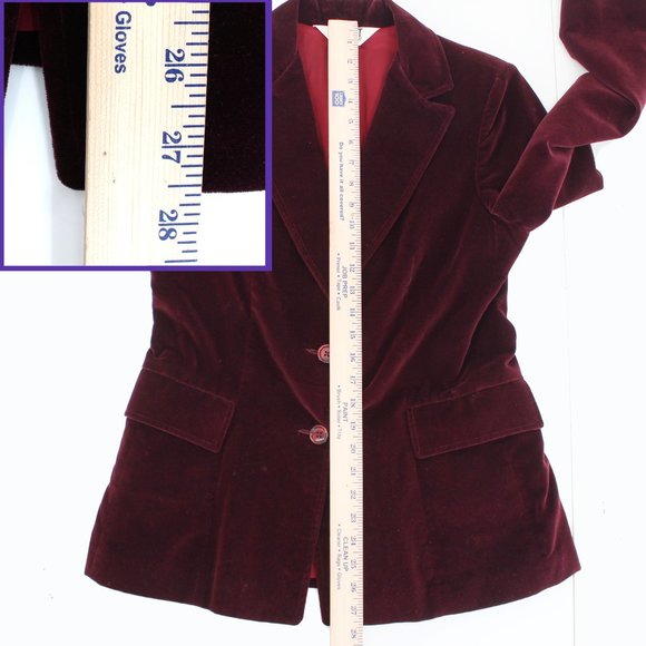 VTG Koret Velvet Blazer Burgundy Cotton Rayon Notch Collar Jacket 70s 80s SZ S/M - Picture 10 of 13